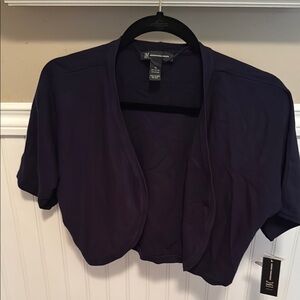 INC International Concepts Blue Short Sleeve Crop Sweater